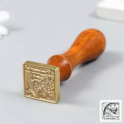 Печать для сургуча с деревянной ручкой "Старинные часы", 2,5 см