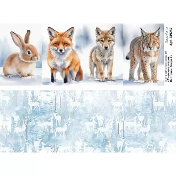 Лист с картинками 10х30 см "Снежные сказки. Карточки. Звери 2" (ScrapMania)