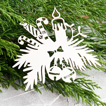 Чипборд "Свеча с игрушками", 7,4х6,9 см (LeoMammy)