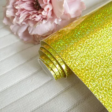 Отрез экокожи 30х69 см "Глянцевый глиттер. Желтый" (Pty Китай)