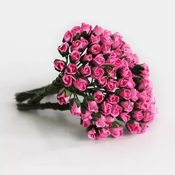 Букет микро-роз с закрытым бутоном "Фуксия", 25 шт (Craft)