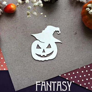 Украшение из чипборда "Тыква в шляпе 874" (Fantasy)