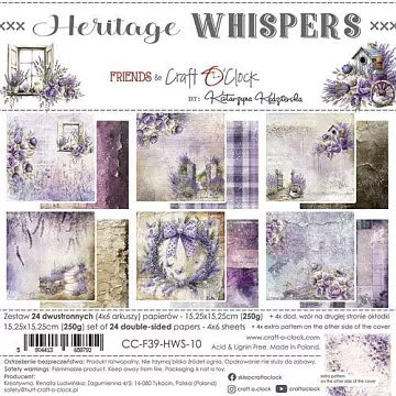Набор бумаги 15х15 см "Heritage whispers", 24 листа (CraftO'clock)
