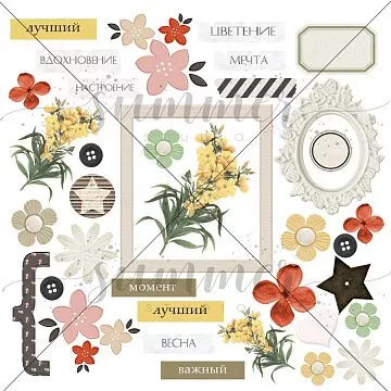 Бумага 20х20 см "Весеннее пробуждение. Для вырезания" (Summer Studio)