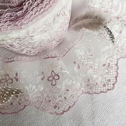 Кружево "Двуцветное. Айвори с сиреневым" ширина 11 см, длина 1 м (Pty Турция)