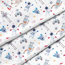 Отрез ткани 79х50 см "Космонавты" (Cotton)