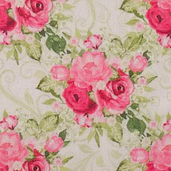 Отрез ткани 48х50 см "Великолепный розарий. Букеты на фоне с зелеными завитками" (Артмикс)