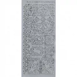 Контурные наклейки "Уголки", лист 10x24,5 см, цвет серебро (JEJE)