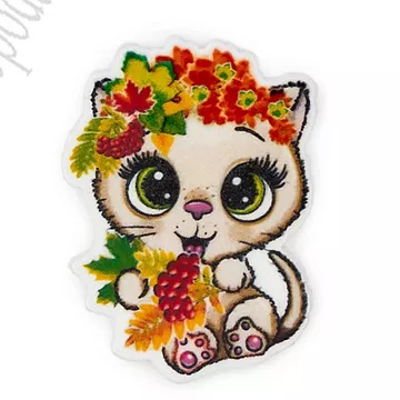 Акриловое украшение "Котенок с ягодами", 2,6х3,5 см