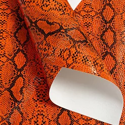 Отрез экокожи А4 "Змеиный принт. Оранжевый"