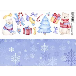 Лист с картинками 10х30 см "Новогодние мишки" (ScrapMania)