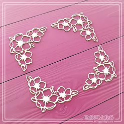 Набор украшений из чипборда "Уголки с цветами магнолии" (СкрапМагия)