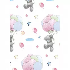 Отрез ткани 50х55 см "Me to you. Мишки на шариках. Белый" (Peppy)