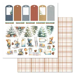 Набор бумаги 30,5х30,5 см "Снежинки-мандаринки", 12 листов (ScrapMania)