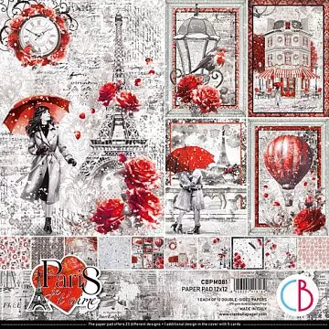 Набор бумаги 30х30 см "Paris Je t’aime", 12 листов (Ciao bella)