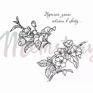 Штамп "Вдыхая запах яблони в цвету", 6х3,5 см (Memstory, 15)