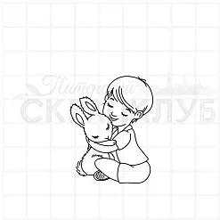 Штамп "Кевин с зайчиком", 3,4х4,5 см (Скрапклуб)