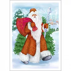 Тканевая карточка "Снегурочка и Мороз. С подарками" (ScrapMania)