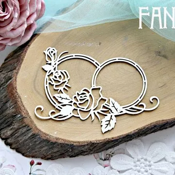 Украшение из чипборда "Две круглые рамки с розами" (Fantasy)