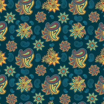 Отрез ткани 50х55 см "Пейсли. Цветы на синем" (Peppy)