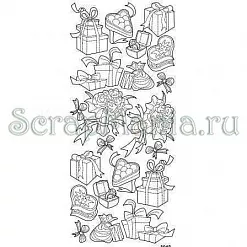 Контурные наклейки "Праздник" серебряные (ScrapBerry's)