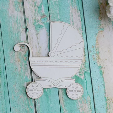Украшение из чипборда "Коляска с гравировкой" (ScrapКрым)