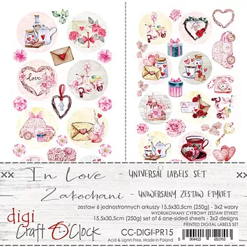 Набор бумаги 30х15 см "In love. Для вырезания. Бирки", 6 листов (CraftO'clock)