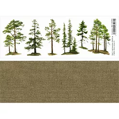 Лист с картинками 10х30 см "Тайга. Ели и сосны 2" (ScrapMania) Лист с картинками 10х30 см "Тайга. Ели и сосны 2" (ScrapMania)