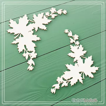 Чипборд "Уголки с листьями клена и цветами" (СкрапМагия)