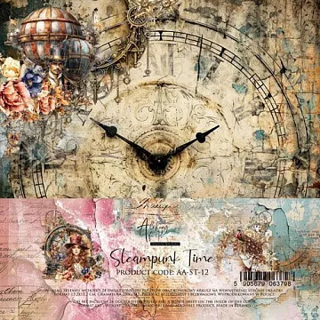 Набор бумаги 15х15 см "Steampunk Time", 24 листа (Alchemy of Art)