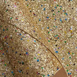 Отрез экокожи А4 "Блестки и звездочки. Золото"