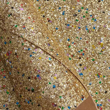 Отрез экокожи А4 "Блестки и звездочки. Золото"