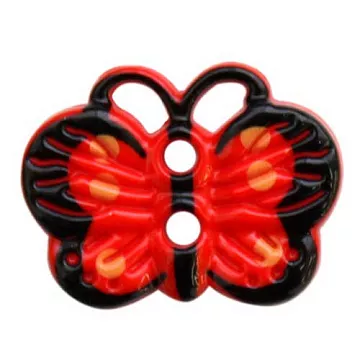 Пуговица пластиковая "Бабочка", цвет красный