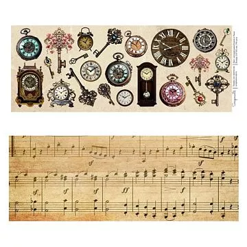 Бумага 11х30 см "Ключи и часы" (Scrapmama)