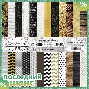 ШАНС Набор бумаги 30,5х30,5 см "Фономикс. Сканди", 12 листов (ScrapMania)