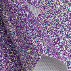 Отрез экокожи А4 "Конфетти. Мультицвет сиреневый"