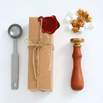 Печать для сургуча с деревянной ручкой "Кольца", с ложкой, 2,5 см