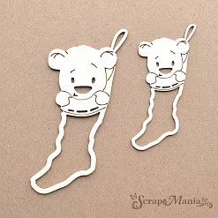 Шейкер "Новогодняя Ванилька. Мишка в носке. Большой", 4,5х10 см (ScrapMania)