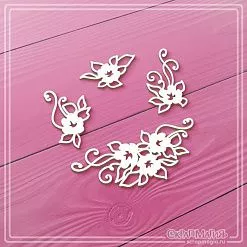 Чипборд "Цветы с завитками", 7,3 см (СкрапМагия)