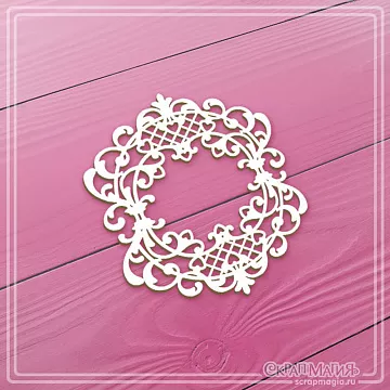 Чипборд "Ажурная рамка с сеткой 2. Средняя" 7,3х8,6 см (СкрапМагия)