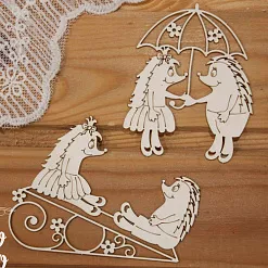 Набор украшений из чипборда "Два ежика" (Просто небо) Набор украшений из чипборда "Два ежика" (Просто небо)