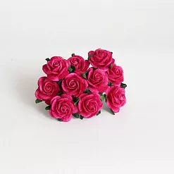 Букет крупных роз "Фуксия", 2 см, 10 шт (Craft)