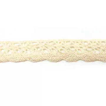 Лента кружевная хлопковая "Бежевая", ширина 1,4 см, длина 0,9 м (Рукоделие)