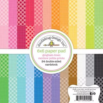 Набор бумаги 15х15 см "Gingham-linen rainbow", 24 листа (Doodlebug)