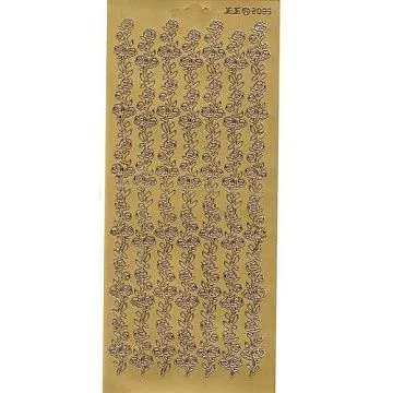 Контурные наклейки "Бордюры с розами 13", лист 10x24,5 см, цвет золотой (JEJE)