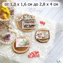 Нож "Французская любовь. Сердечки и марка", 2,8х4 см (ScrapMania)