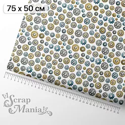 Отрез ткани 75х50 см "Кибердети в стране будущего. Шестерёнки" (ScrapMania) Отрез ткани 75х50 см "Кибердети в стране будущего. Шестерёнки" (ScrapMania)