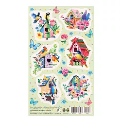 Наклейки 10х16 см "Скворечник. Бабочки и птицы"