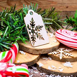 Чипборд "Тег. Снежинка", 2,9х5 см (WoodHome)