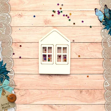 Чипборд "Имбирное Рождество. Шейкер. Дом с двумя окнами. Маленький" (ScrapMania)